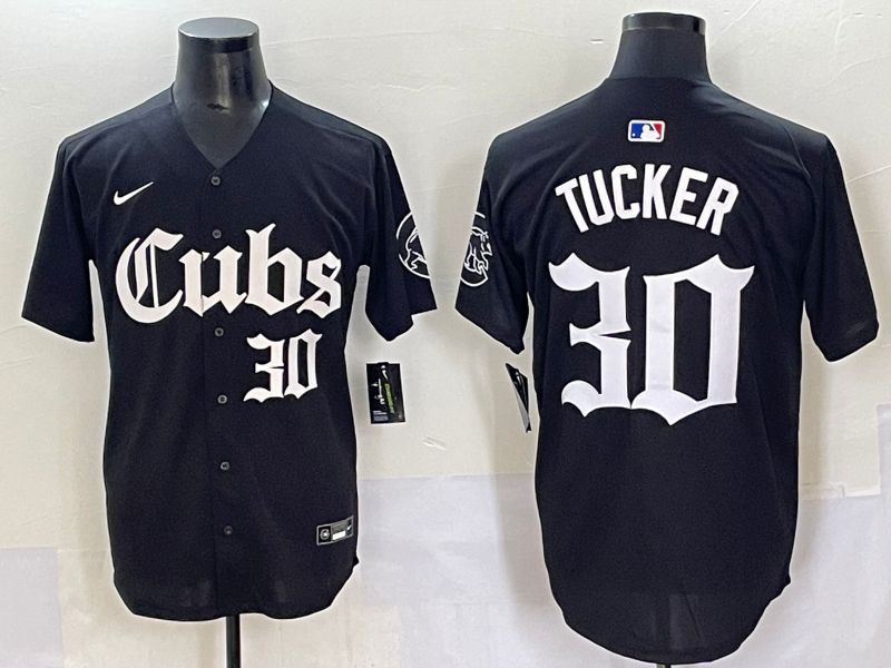 Men 2025 Chicago Cubs 30 Tucker Black Five generations Joint Name Nike MLB Jersey style 8